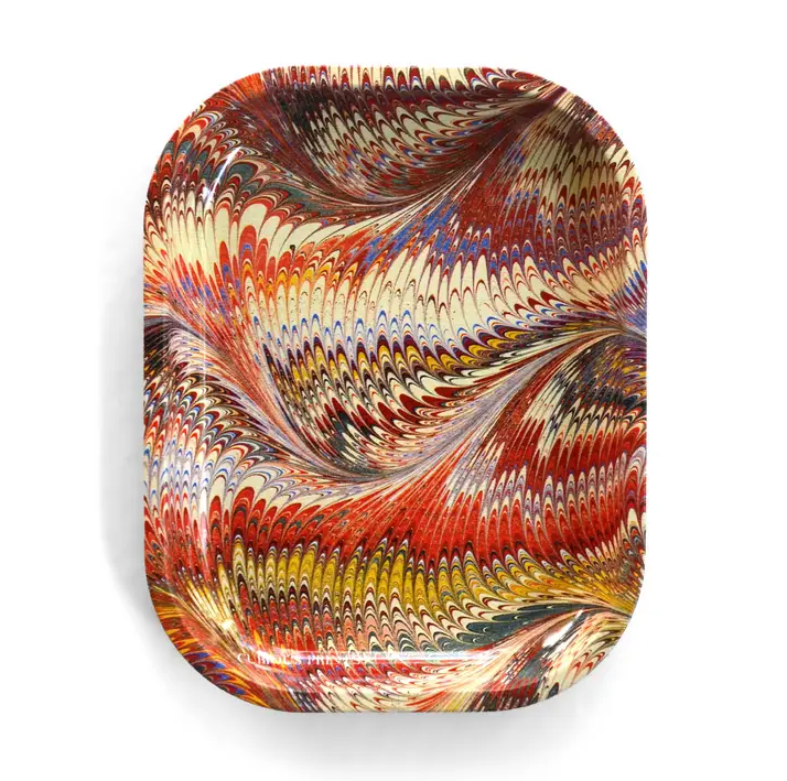 Rolling Tray | Red & Gold Marble