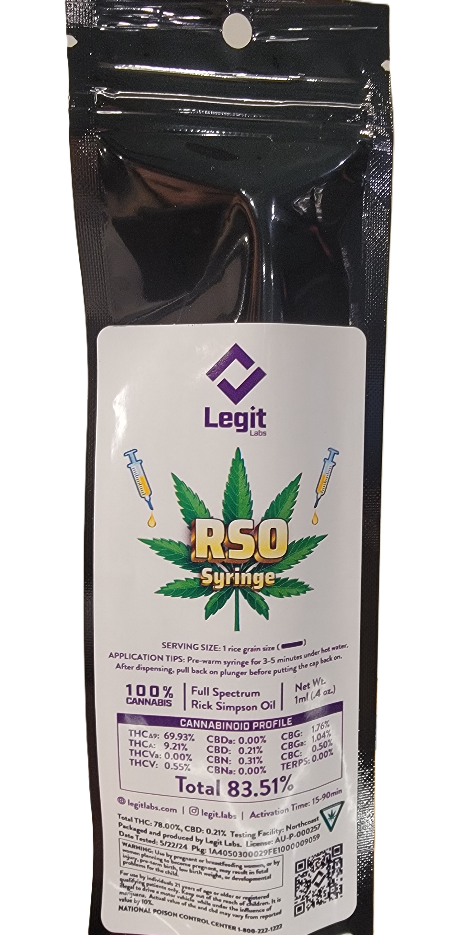 full spectrum rso 1:1 THC:CBD