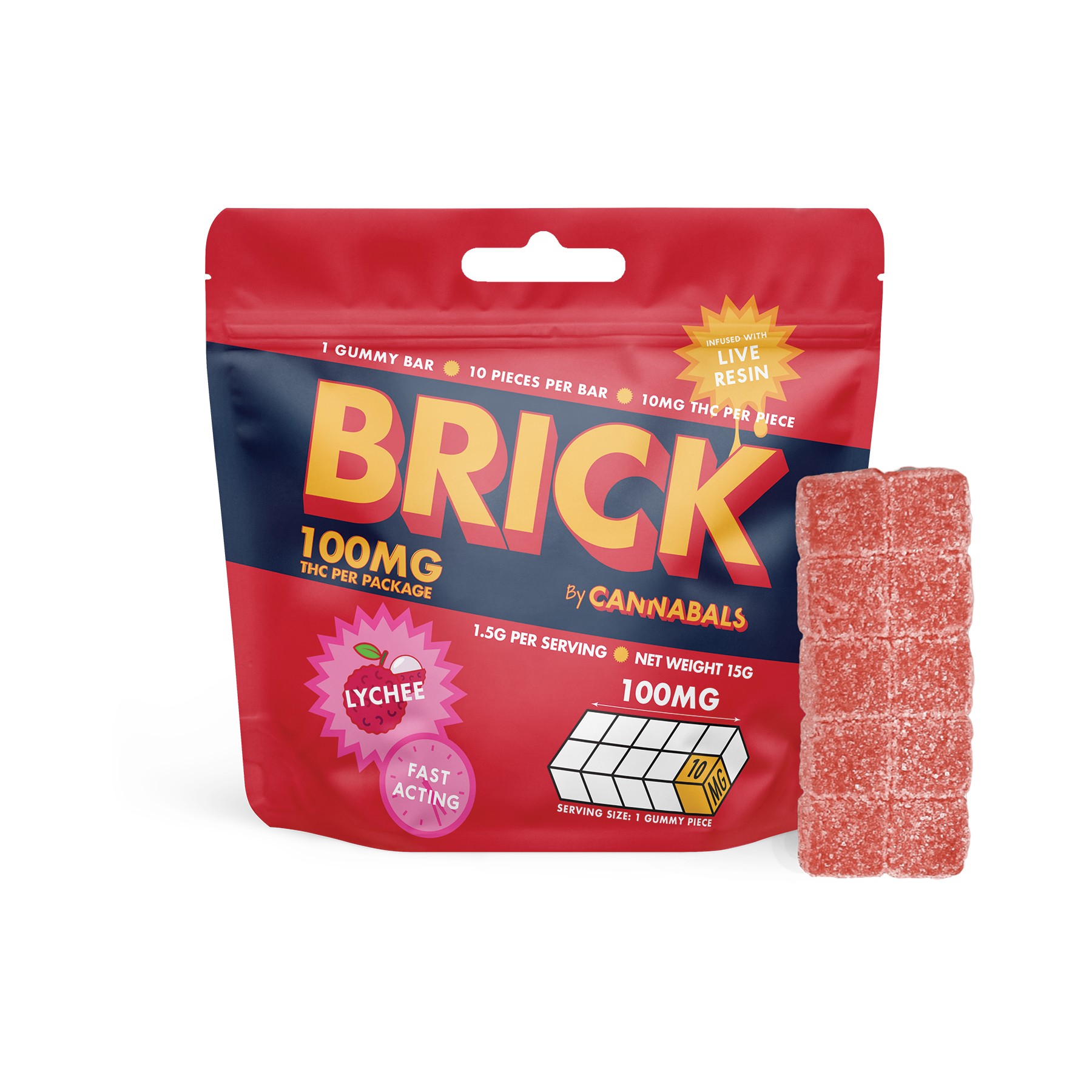 Lychee - Cannabals - Live Resin Gummy Brick - 100mg - 10pk
