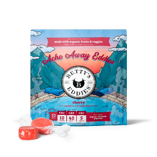 BETTY'S EDDIES - ACHE AWAY CHERRY FRUIT CHEWS - 100MG 10PK