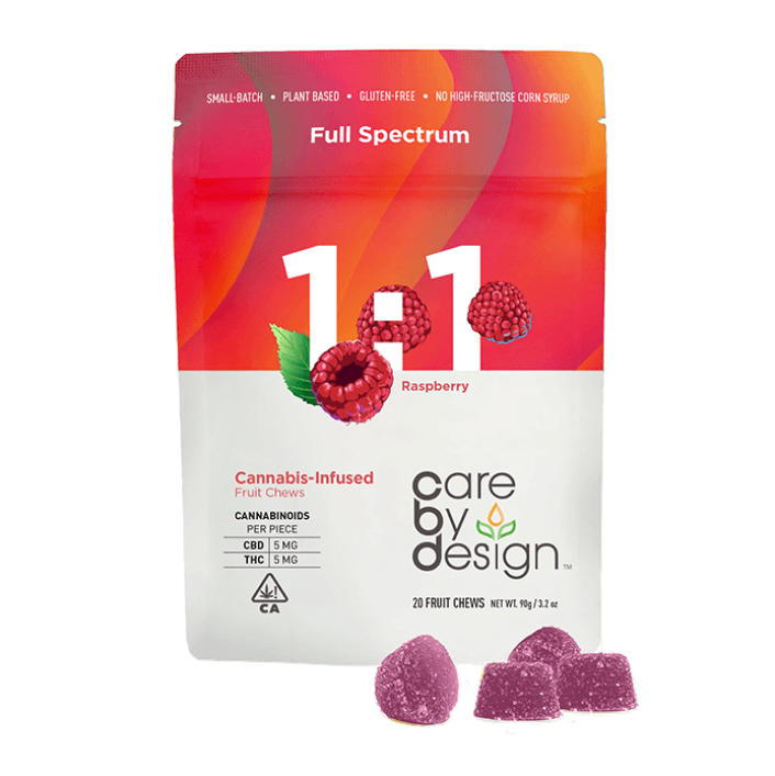 1:1 RASPBERRY GUMMIES THC:CBD - 100MG