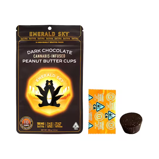 SATIVA DARK CHOCOLATE PEANUT BUTTER CUPS 10PK - 100MG