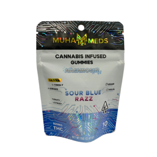 MUHA MEDS - MM | SOUR BLUE RAZZ (S) | 100MG HASH ROSIN INFUSED GUMMIES