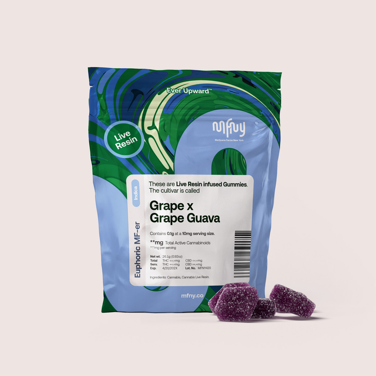 MFNY Live Resin Gummies 100mg (10 x 10mg) Grape x Grape Guava (Sativa Hybrid)