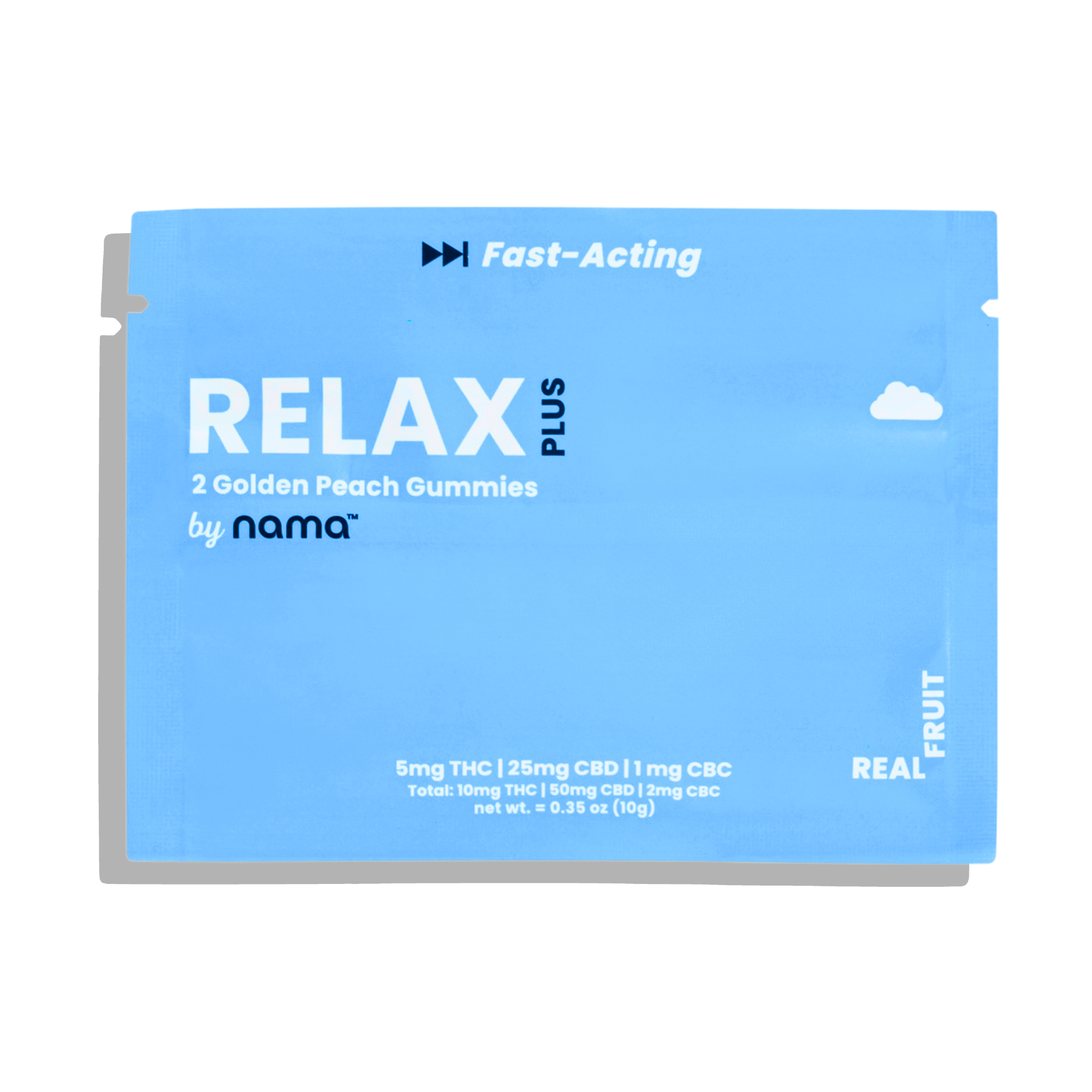 Nama | Relax Plus | Golden Peach | Gummies | 5:25:1 THC:CBD:CBC | 2pc 10MG