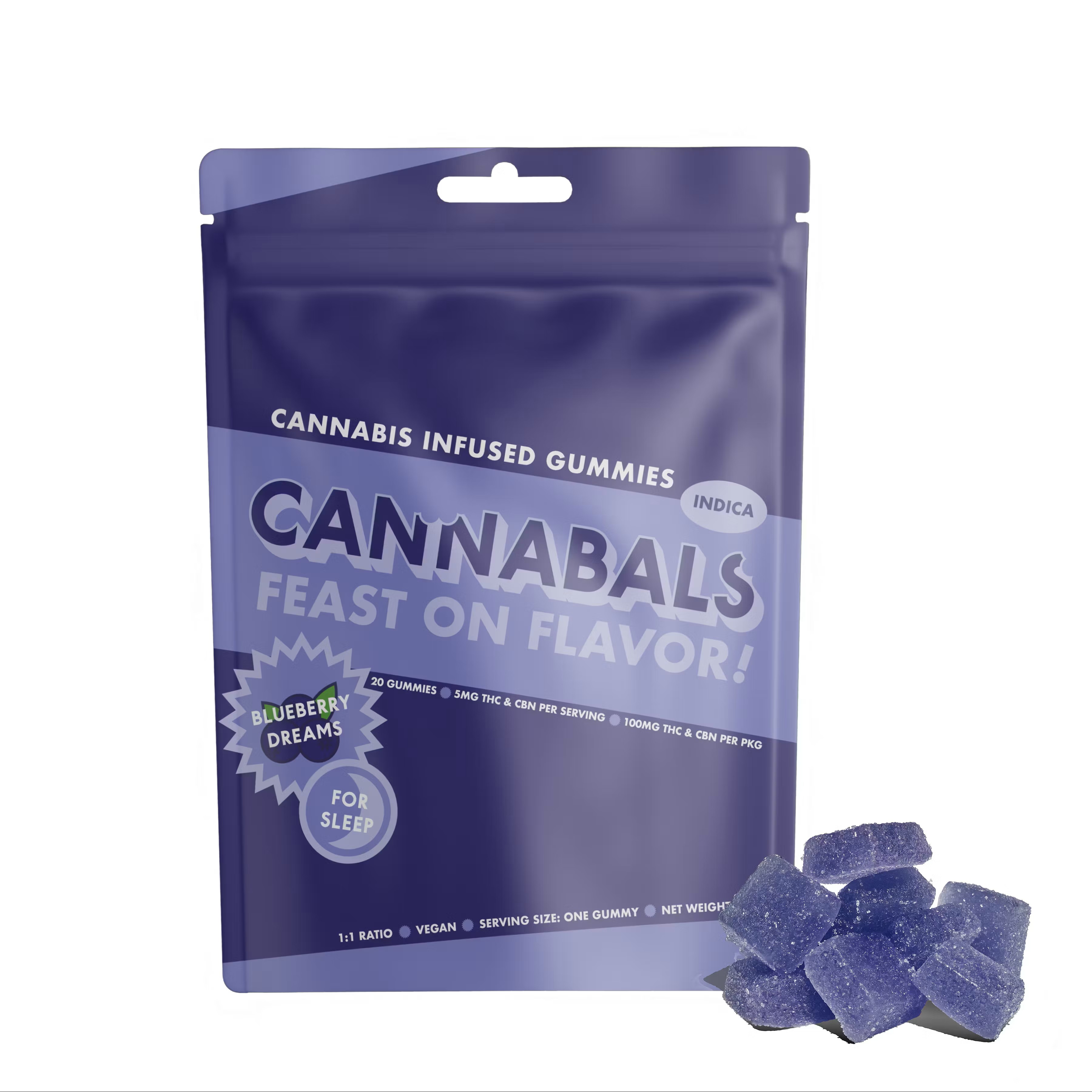 Cannabals | Blueberry Dreams | 5MG THC, 5MG CBN - 100 mg - 20 Pack
