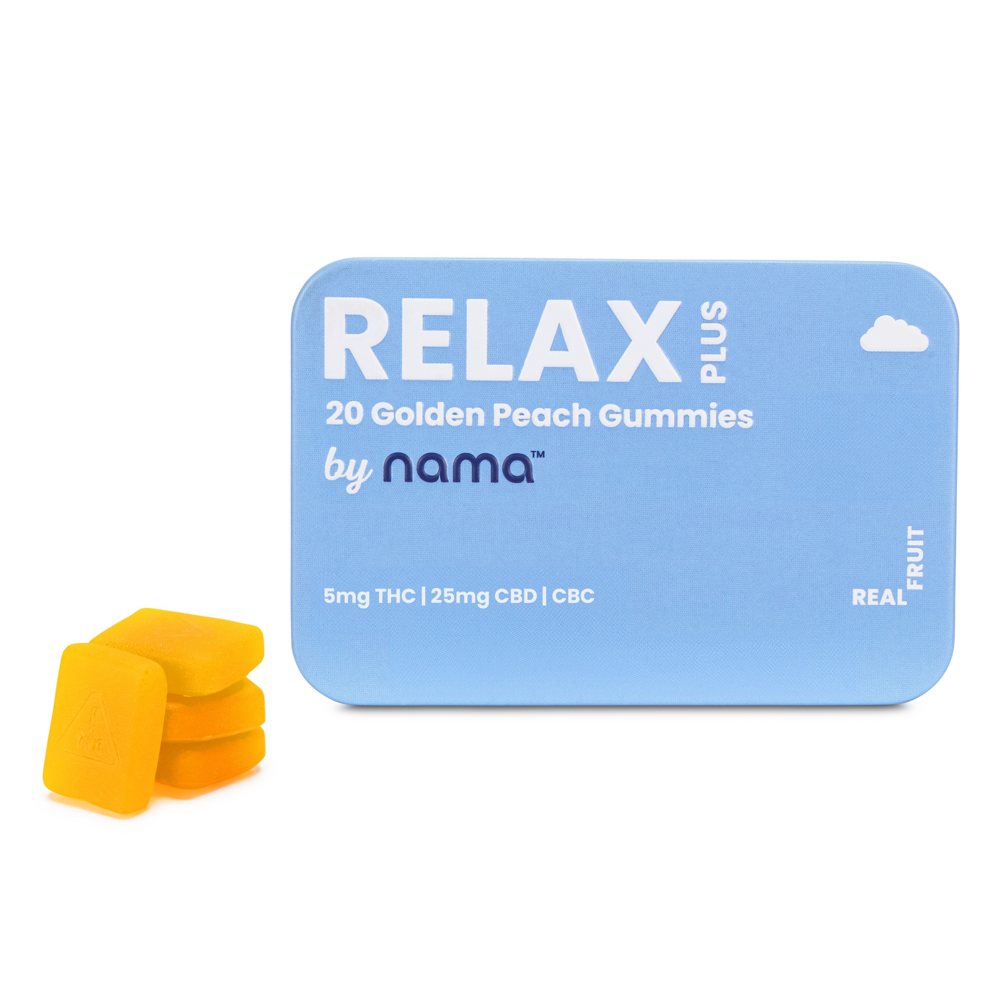 NAMA | RELAX PLUS | GOLDEN PEACH | THC: 100mg | CBD: 100mg | CBC: 20mg | 20PC - 100 mg