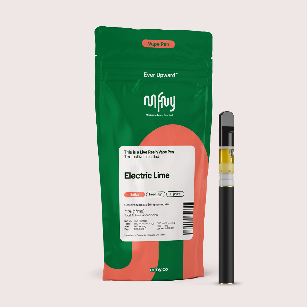 MFNY LIVE RESIN DISPOSABLE .5G ELECTRIC LIME (SATIVA) - 0.5 g