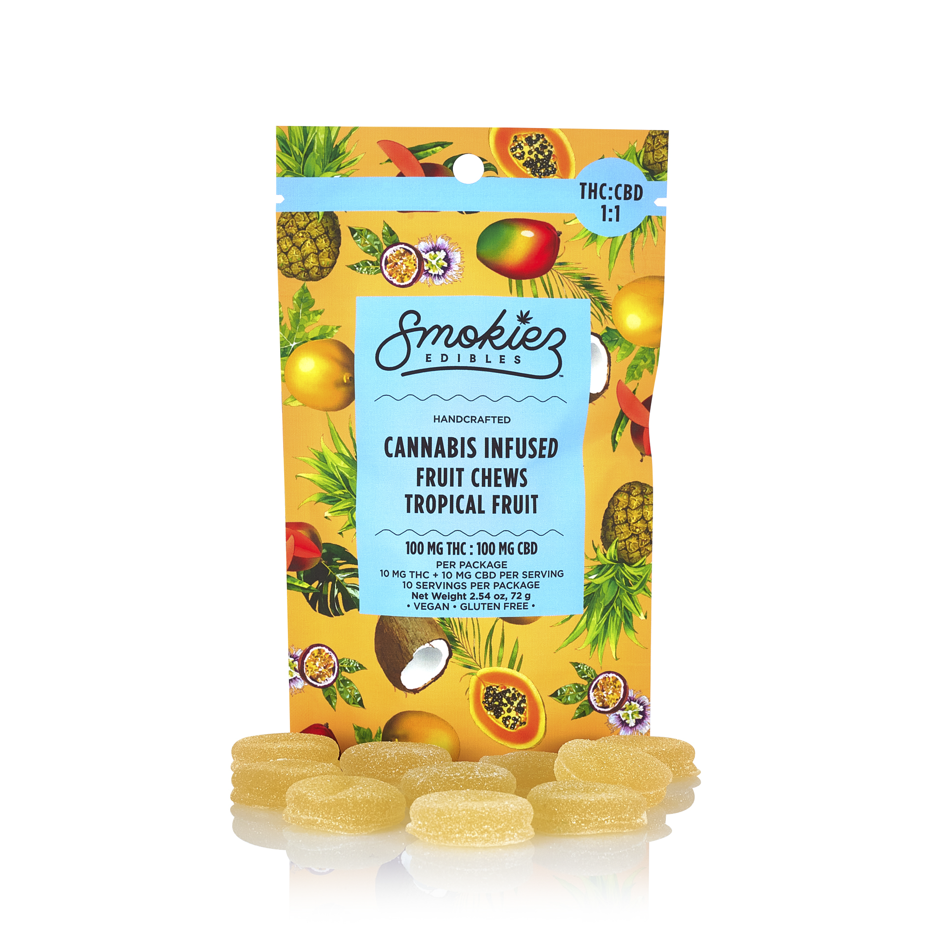 GUMMY - SMOKIEZ - SWEET TROPICAL FRUIT 1:1 (THC:CBD) - 100MG