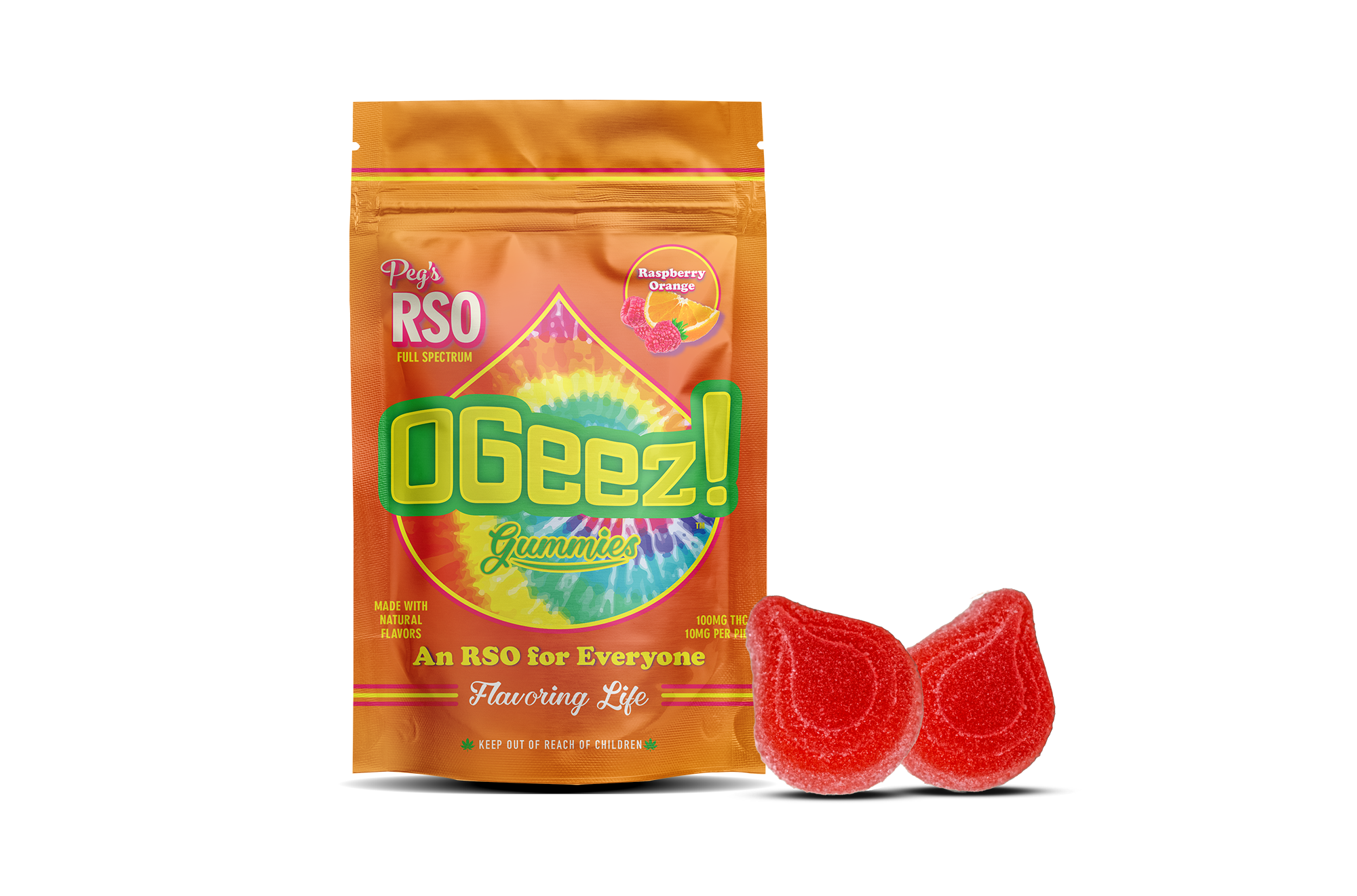 GUMMY - OGEEZ - RASPBERRY ORANGE RSO - 100MG