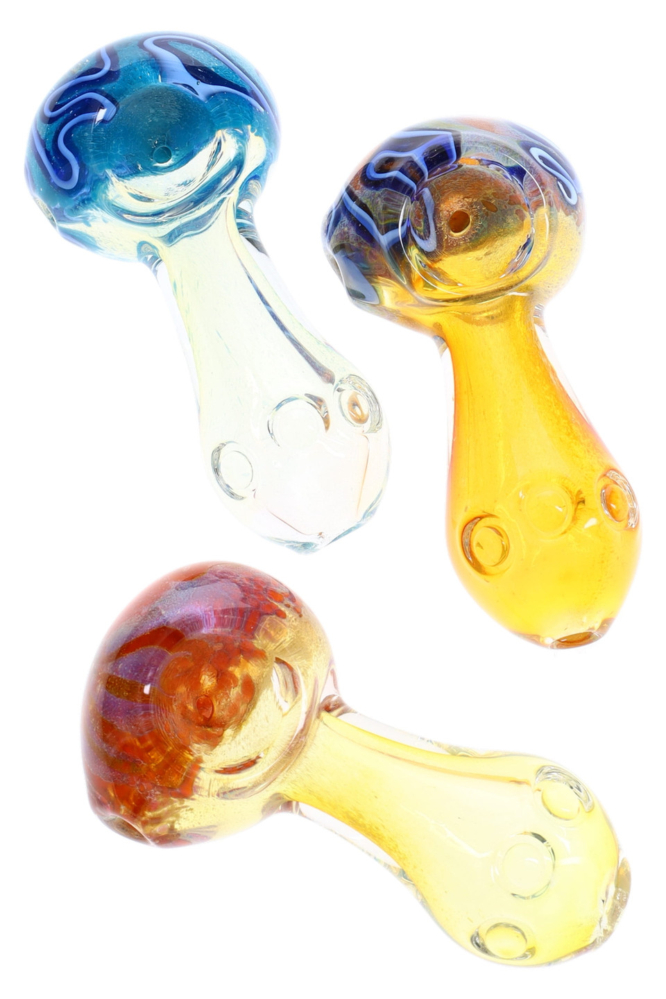 SPS - COLOR CHANGING SILVER FUMED FRIT STRIPED GLASS PIPE