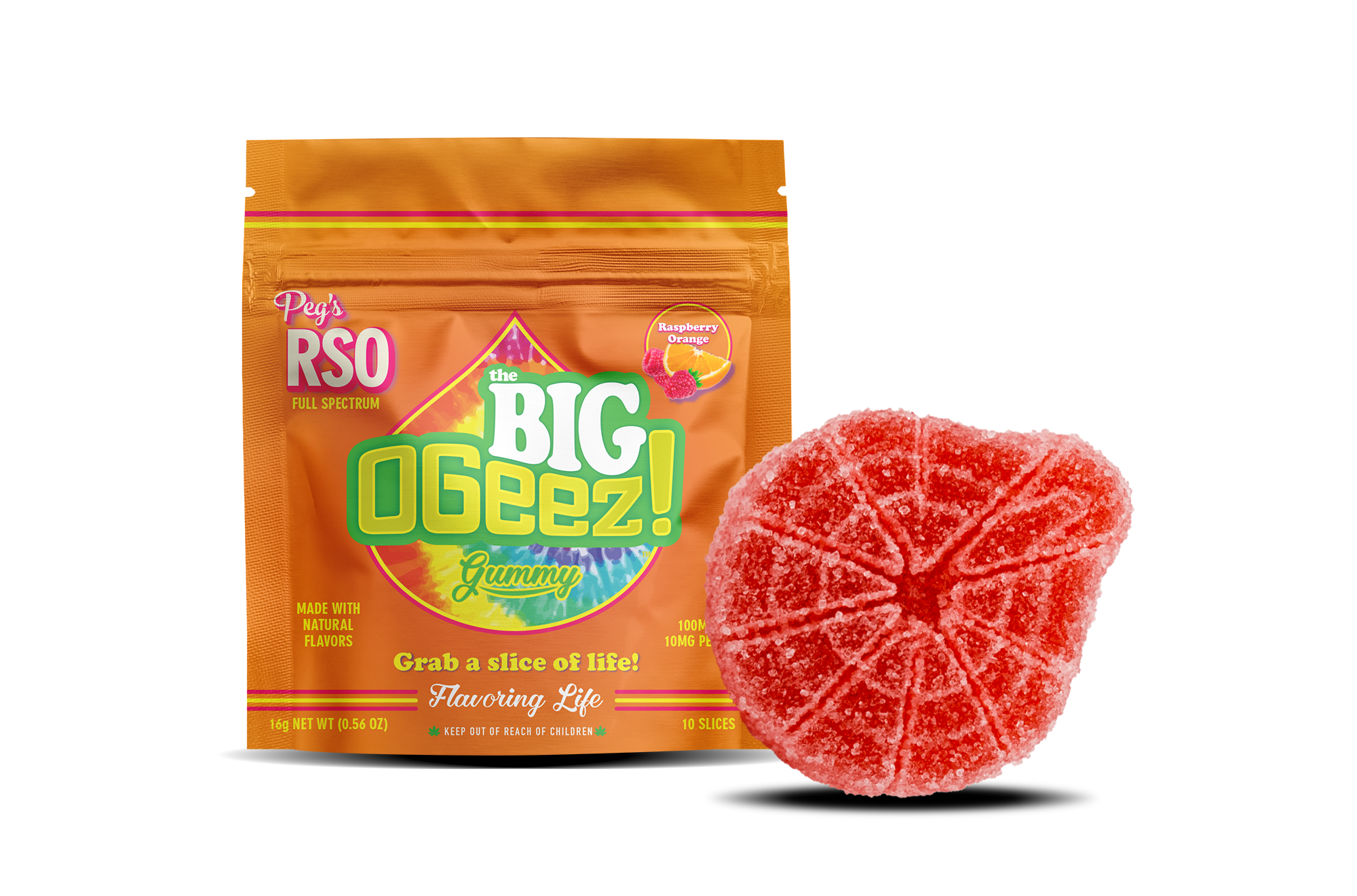 GUMMY - OGEEZ - BIG RASPBERRY ORANGE RSO - 100MG