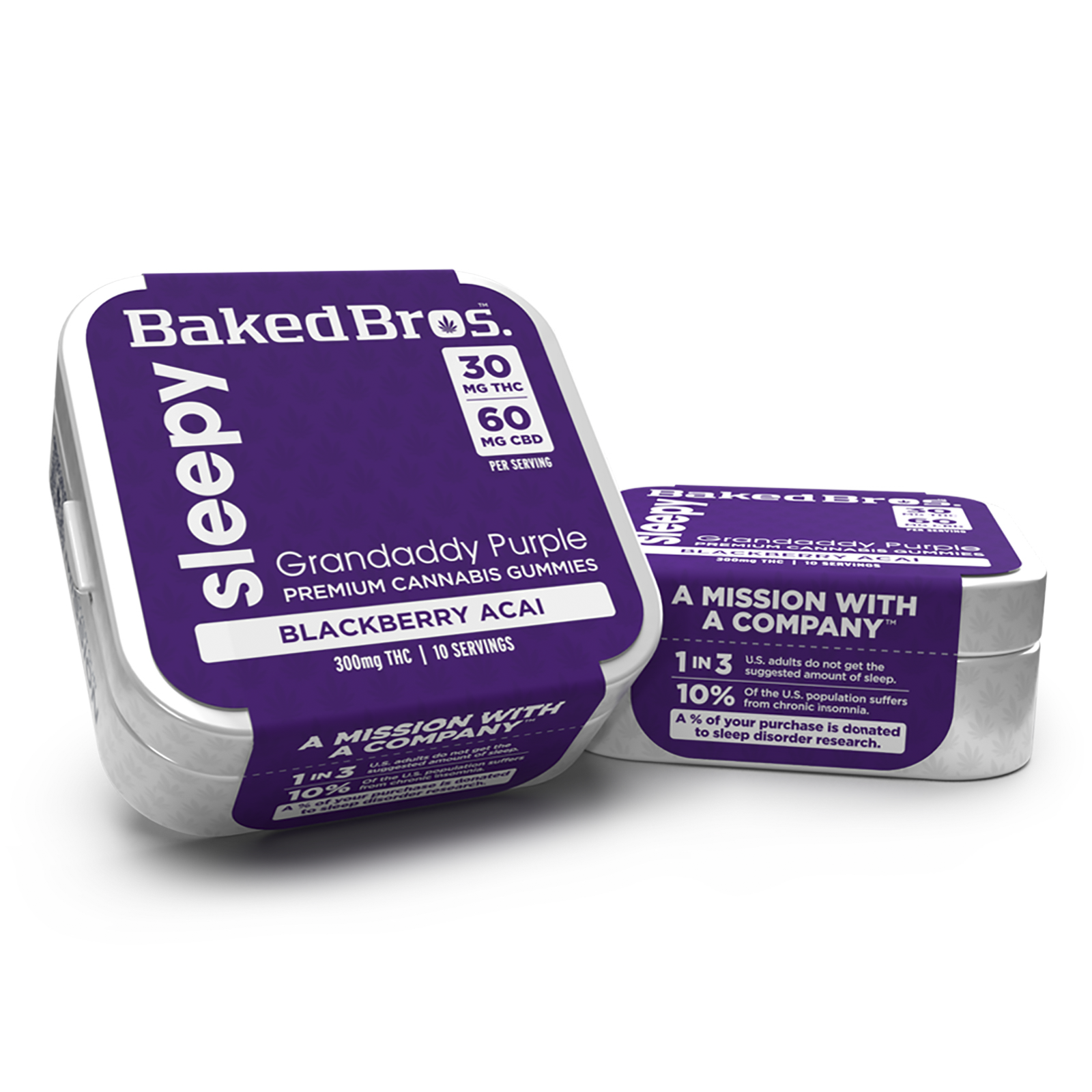 BAKED BROS - SLEEPY BLACKBERRY ACAI (I) 1:2 (THC:CBD) - 300MG