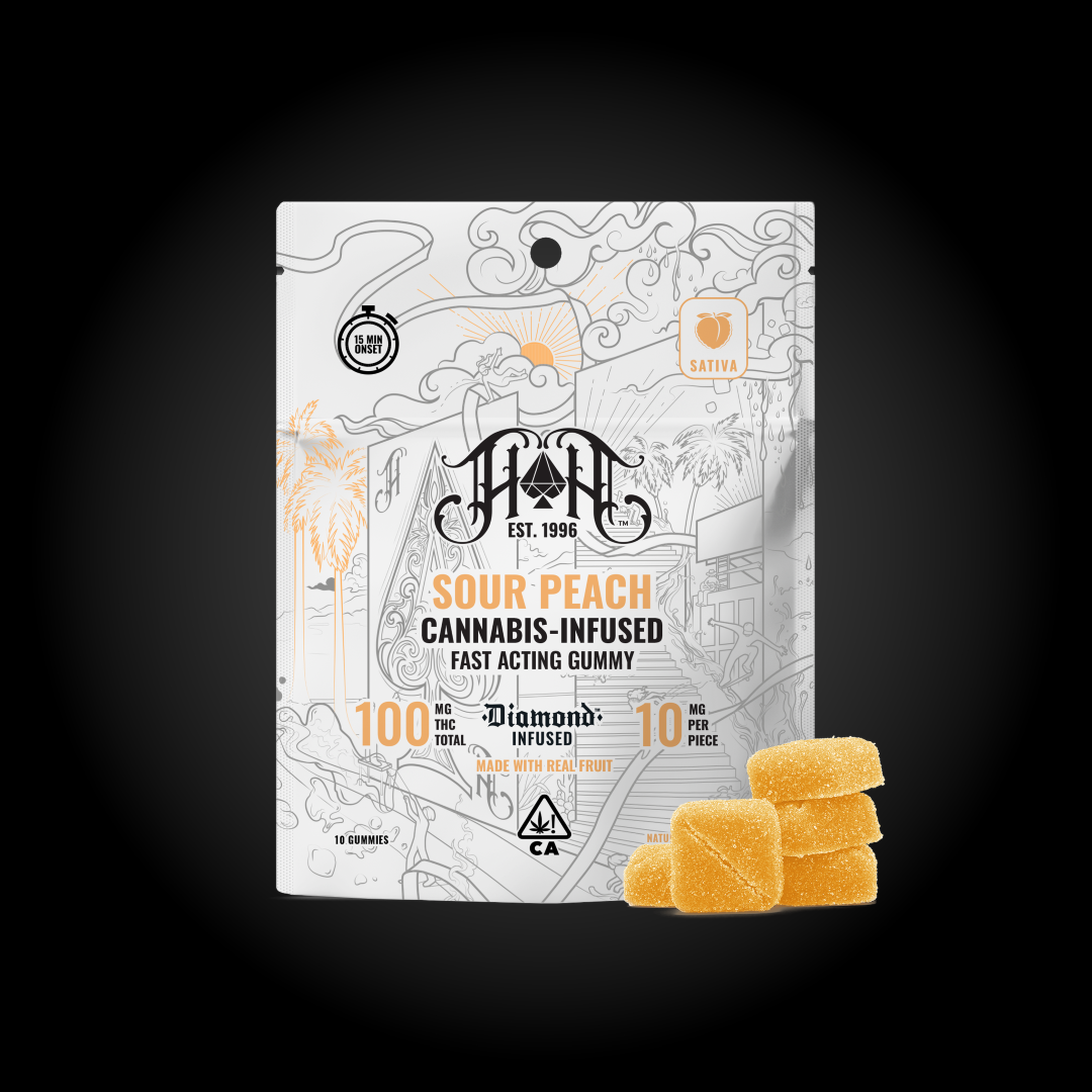 Sour Peach Fast Acting 100mg Gummies