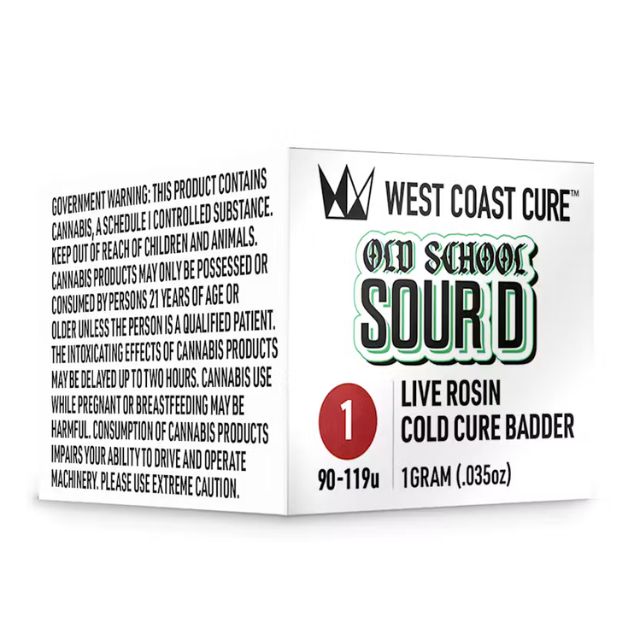 T1 Old School Sour D 1g Live Rosin Cold Cure Badder