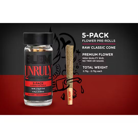 UNRULY OG [I] - 5PK (.75G) PREROLL - BLEM