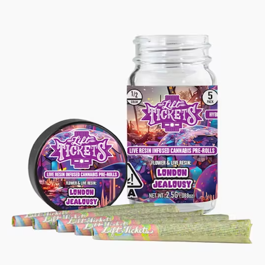 Lift Tickets - London Jealousy Infused Preroll 5pk (2.5G) [H]