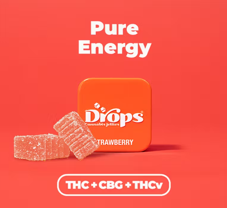 SINGLE - ENHANCED STRAWBERRY [S] PURE ENERGY (THC:CBG:THCV)LIVE ROSIN GUMMY - 50 mg