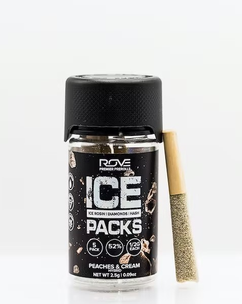 PEACHES & CREAM [H] - 2.5G ICE INFUSED PREROLL 5PK - ROVE