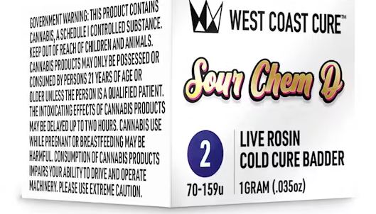 T2- SOUR CHEM D [H] LIVE ROSIN BADDER (1G)