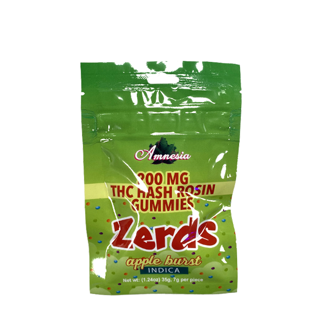 AMNESIA | ZERDS APPLE BURST HASH ROSIN 5PACK | 200MG – Premium