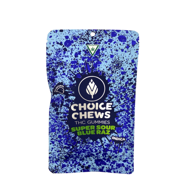 SUPER SOUR BLUE RAZZ GUMMIES | 100MG