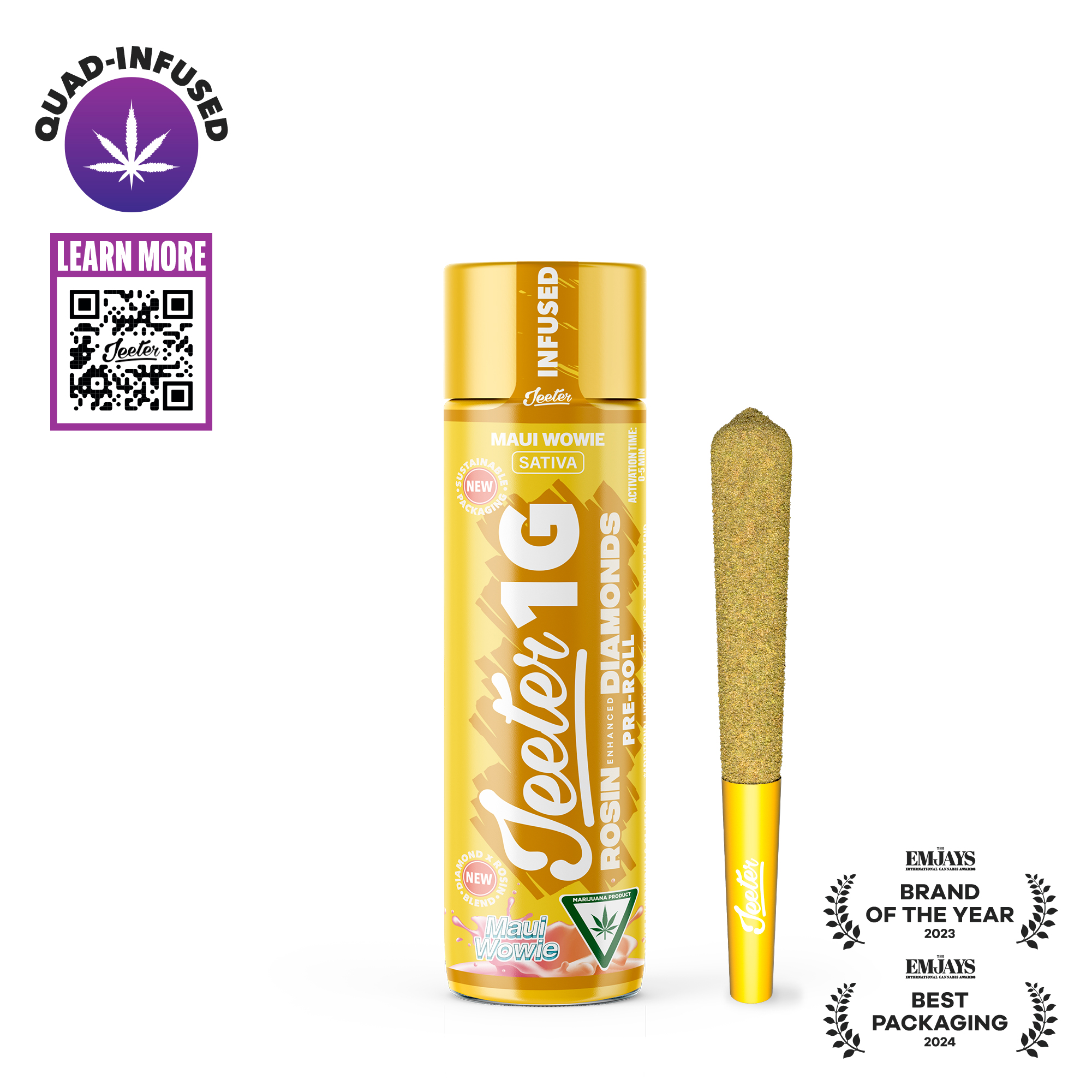 MAUI WOWIE ROSIN & DIAMOND INFUSED JEETER | PREROLL | 1G