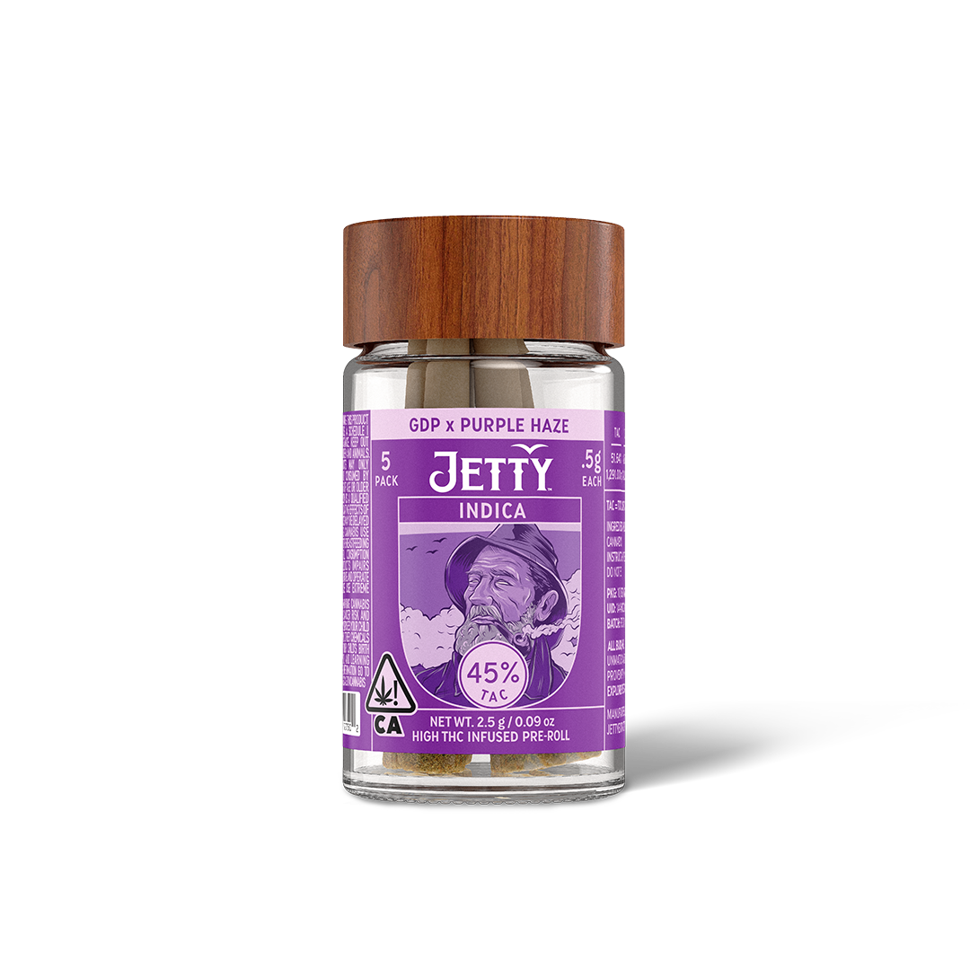 JETTY EXTRACTS - GDP X PURPLE HAZE HIGH THC INFUSED PREROLL - 5 PACK