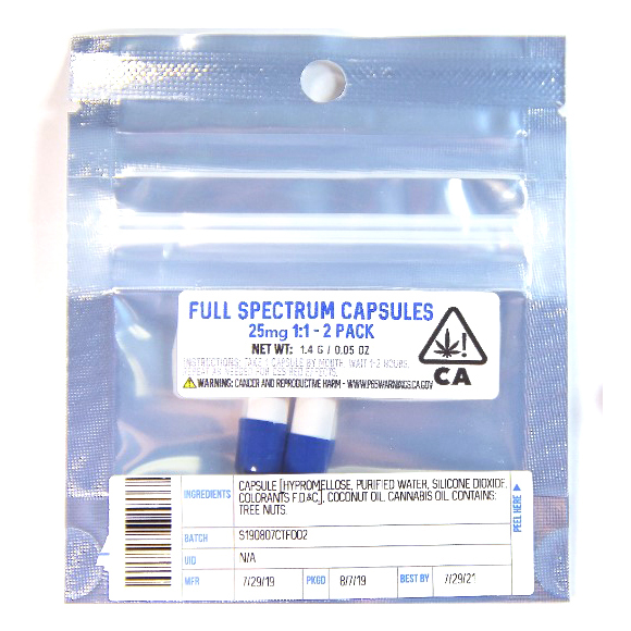 25MG 1:1 CBD CAPSULES 2 PACK