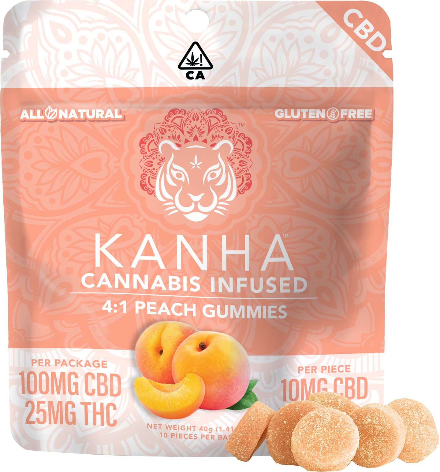 KANHA — PEACH CBD 4:1 GUMMIES - 10 PACK