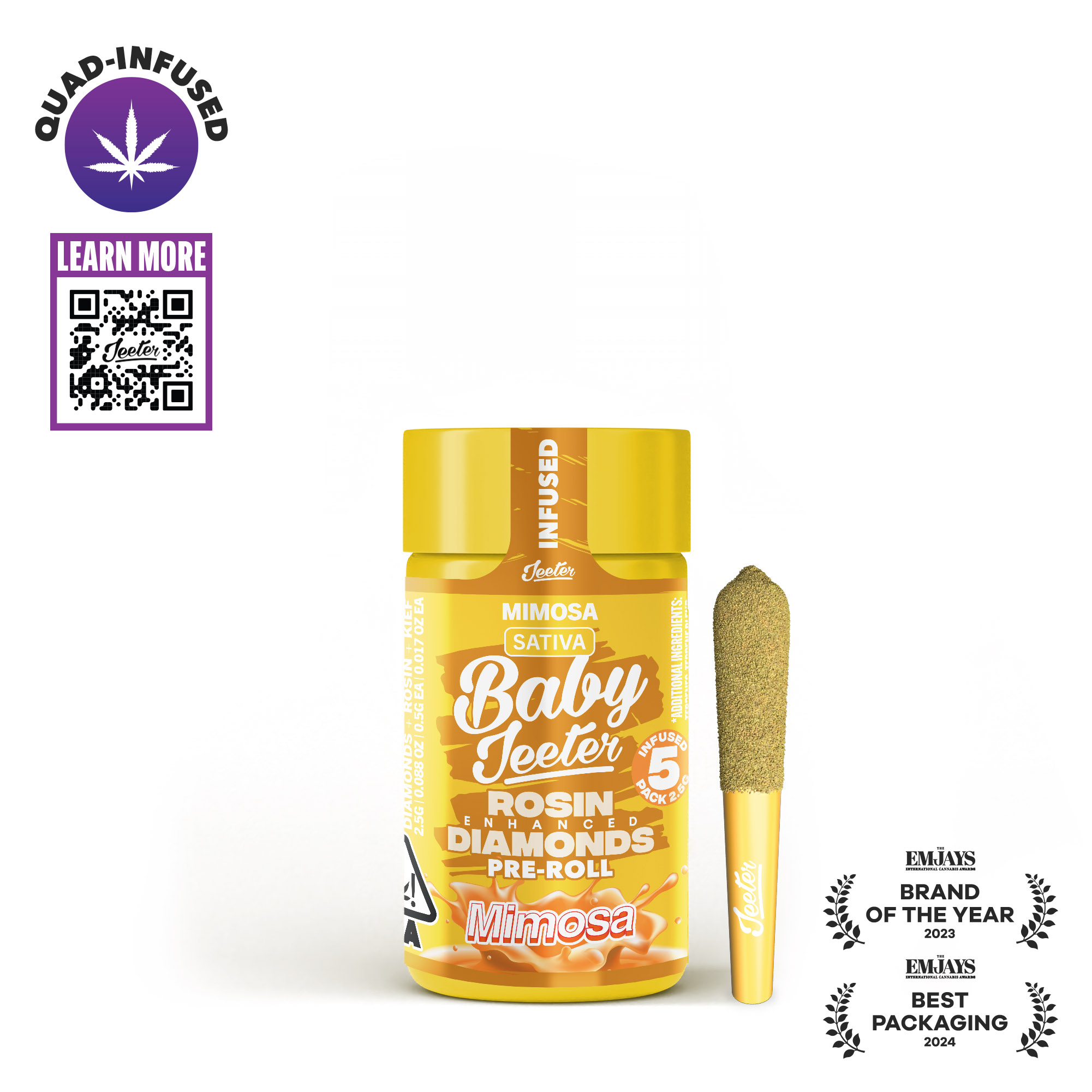 MIMOSA ROSIN ENHANCED DIAMONDS PREROLL - 5 PACK
