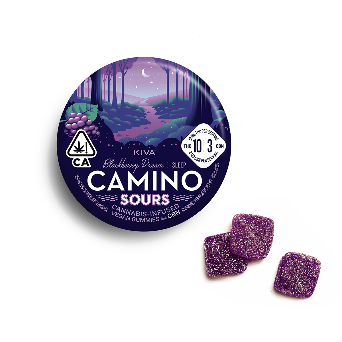 KIVA - BLACKBERRY DREAM CBN SOUR CAMINO GUMMIES