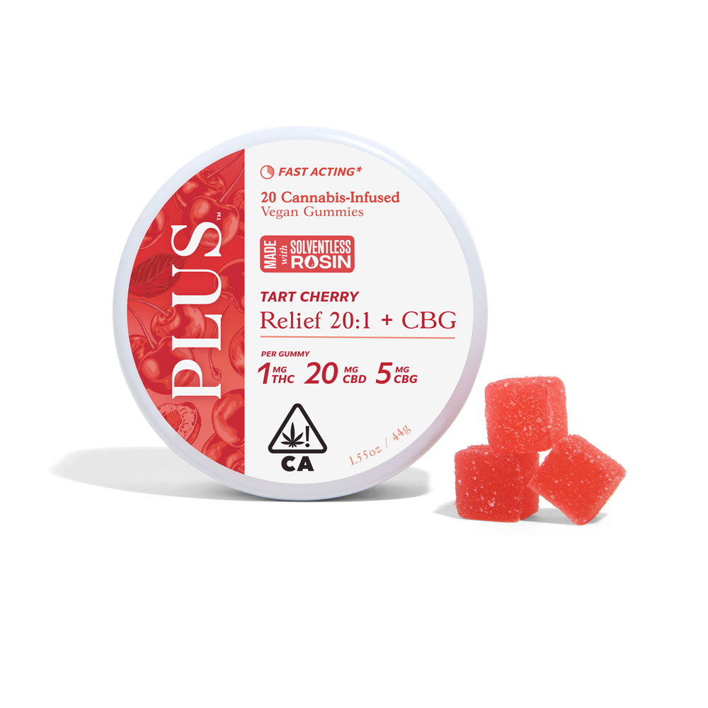PLUS - TART CHERRY RELIEF 20:5:1 CBD/CBG/THC SOLVENTLESS GUMMIES