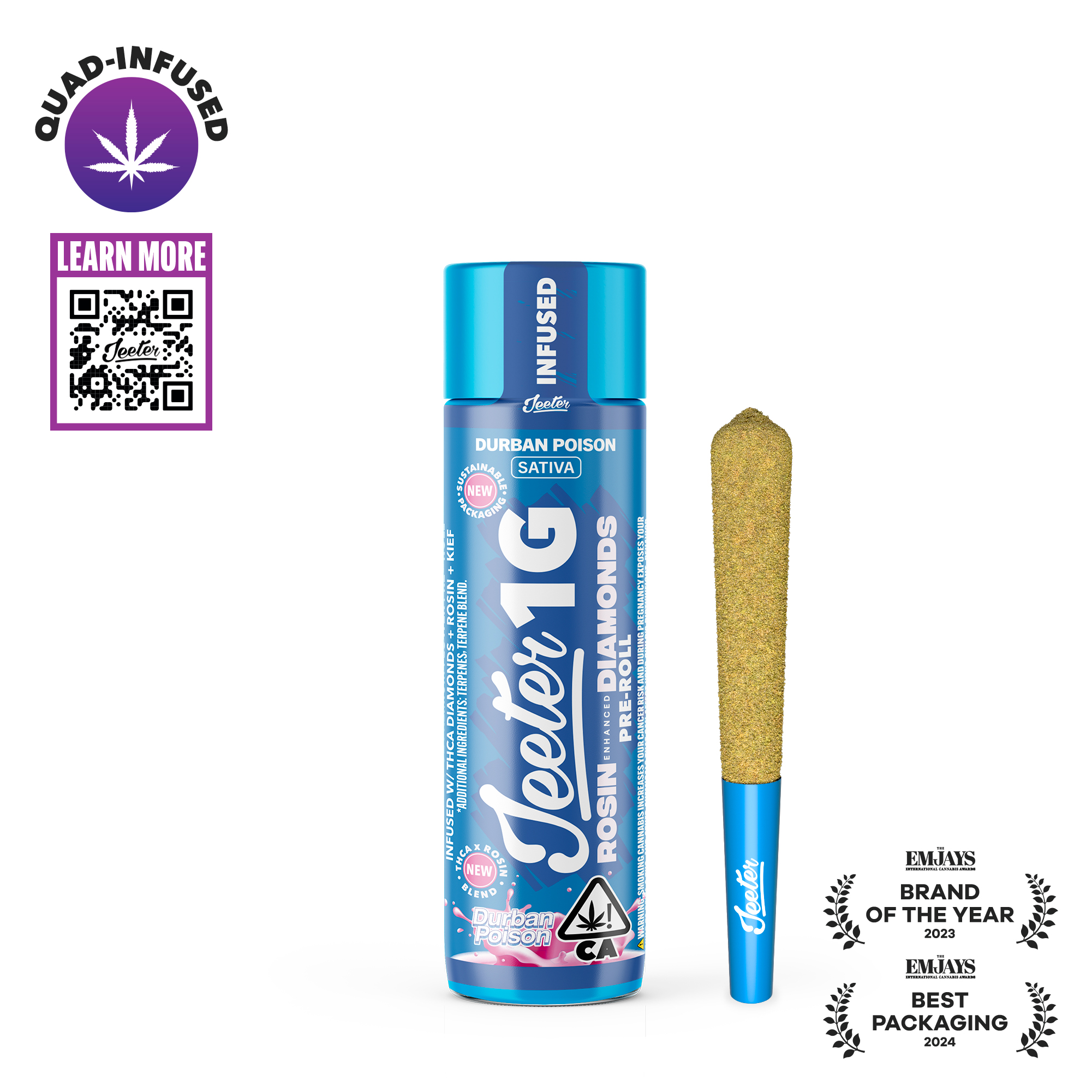 DURBAN POISON ROSIN ENHANCED DIAMONDS PREROLL - GRAM