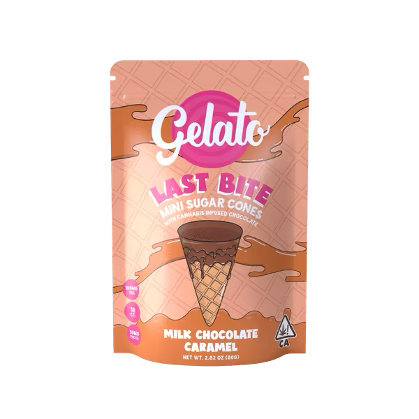 Gelato — MILK CHOCOLATE CARAMEL LAST BITE MINI SUGAR CONES - 10 PACK