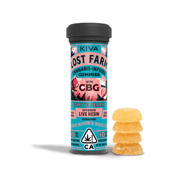 Lost Farm — HOF - WHITE PEACH 1:1 THC:CBG LIVE RESIN INFUSED GUMMIES - 10 PACK
