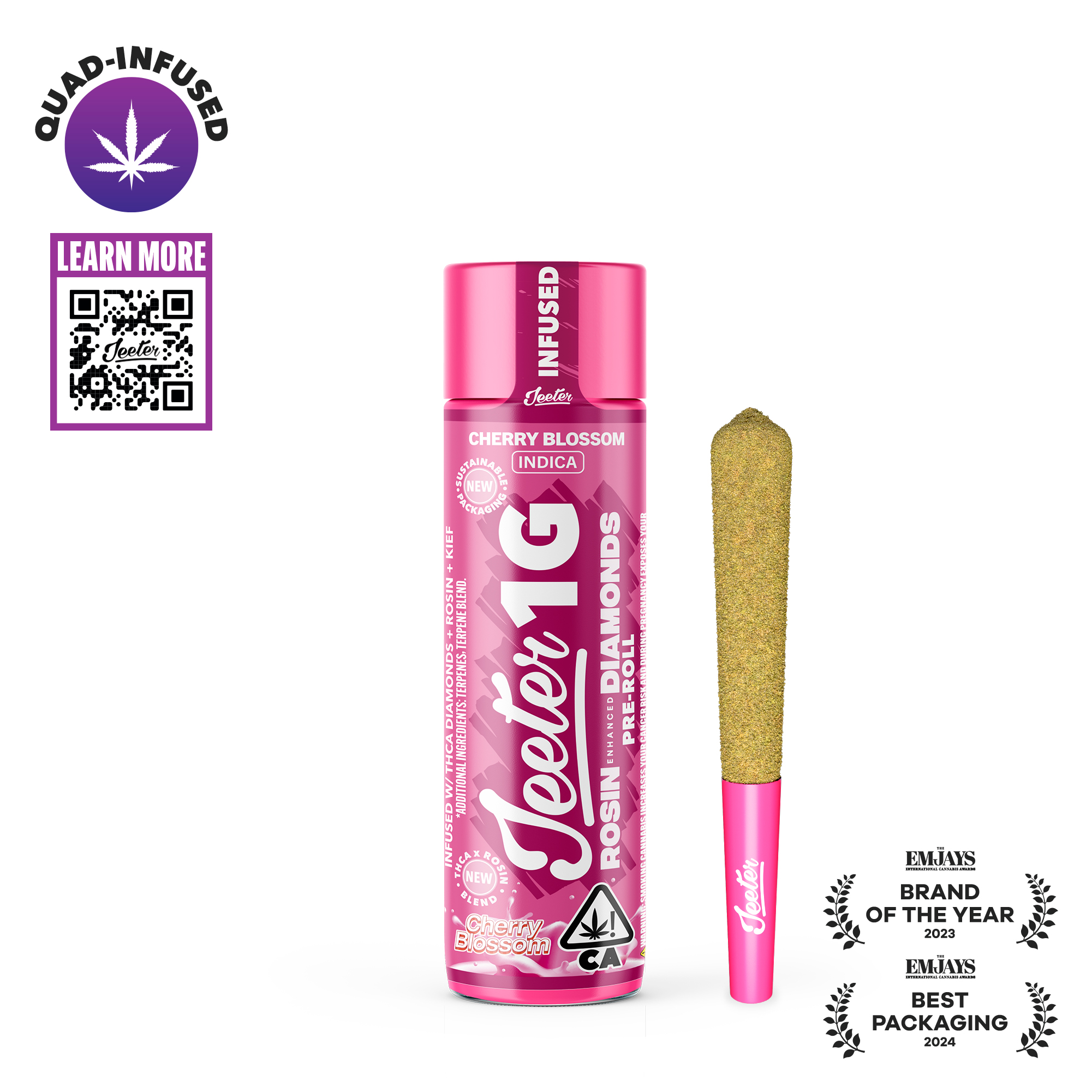 CHERRY BLOSSOM ROSIN ENHANCED DIAMONDS PREROLL - GRAM