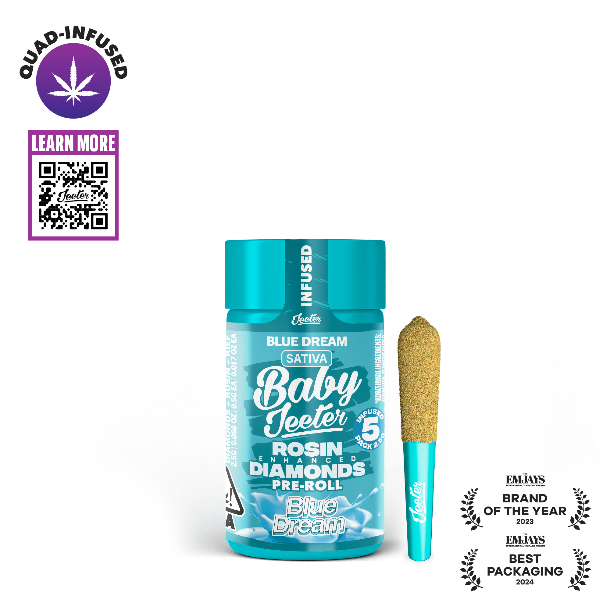 Jeeter: BLUE DREAM ROSIN ENHANCED DIAMONDS PREROLL - 5 PACK