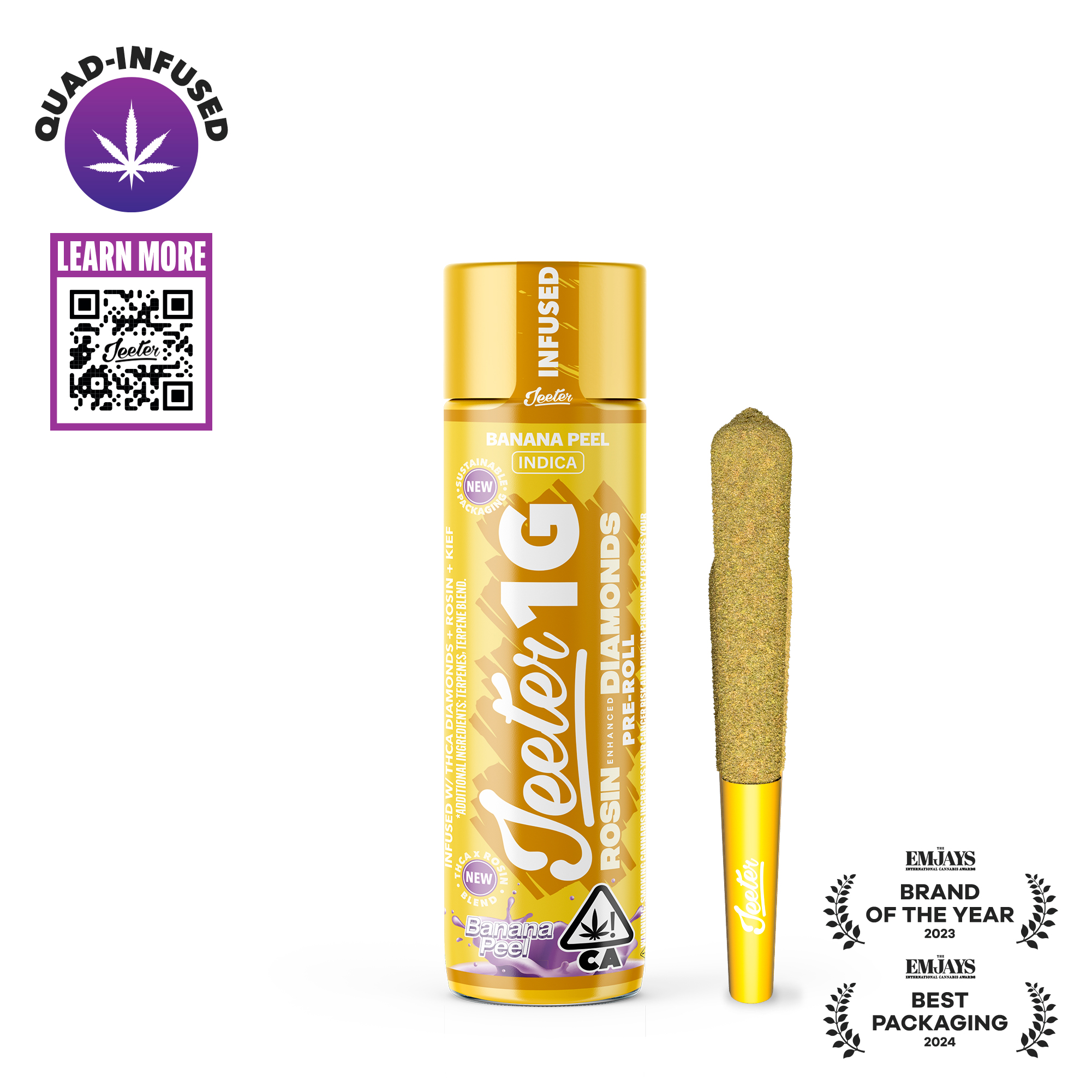 Jeeter — BANANA PEEL ROSIN ENHANCED DIAMONDS PREROLL - GRAM