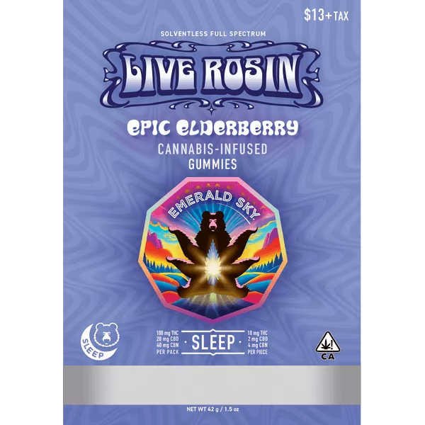 Emerald Sky — EPIC ELDERBERRY 10:2:4 THC:CBD:CBN LIVE ROSIN INFUSED GUMMIES - 10 PACK