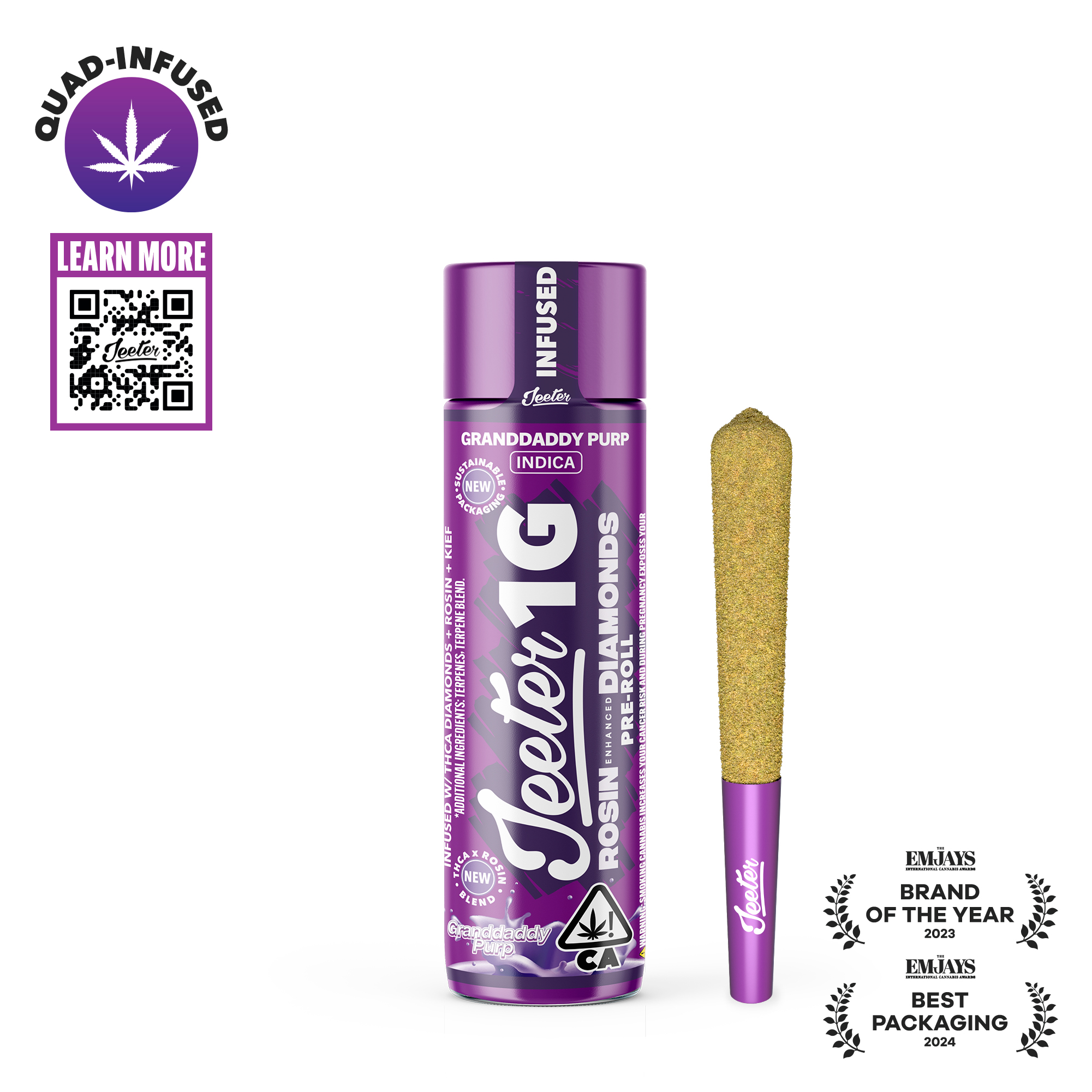 GRANDDADDY PURP ROSIN ENHANCED DIAMONDS PREROLL - GRAM
