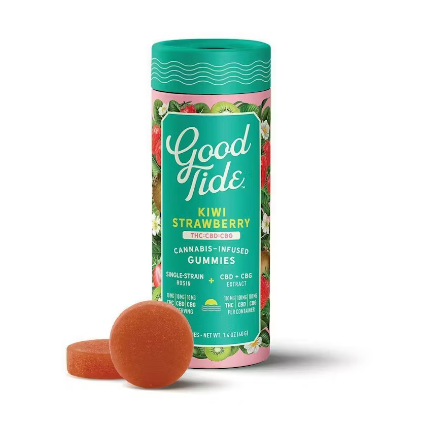 KIWI STRAWBERRY 1:1:1 THC:CBD:CBG SOLVENTLESS HASH ROSIN GUMMIES - 10 PACK