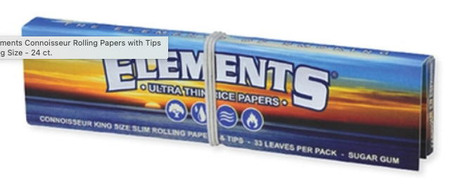 ELEMENTS CONNOISSEUR KING SIZE SLIM ROLLING PAPERS WITH TIP
