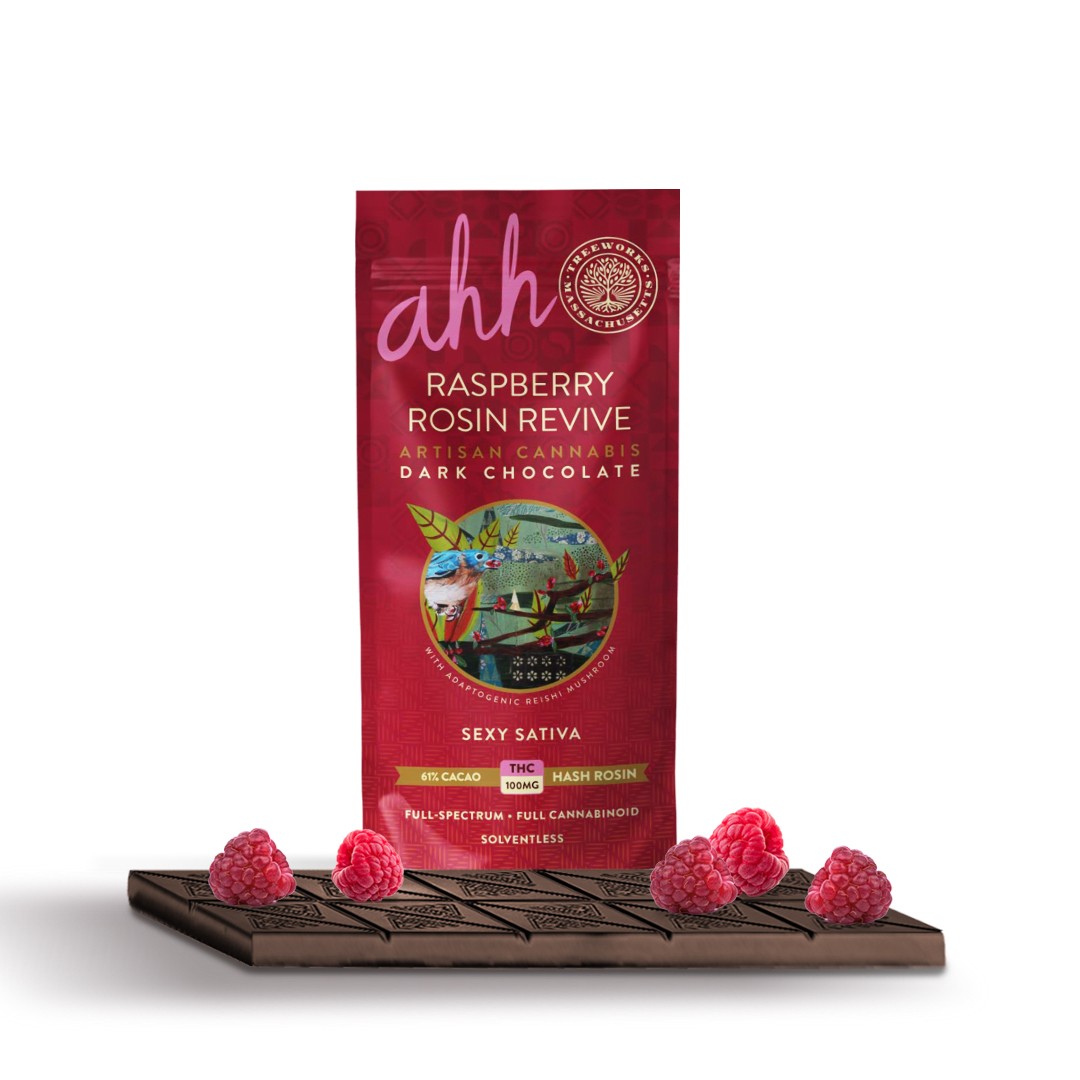 RASPBERRY ROSIN REVIVE | 100MG HASH ROSIN DARK CHOCOLATE BAR