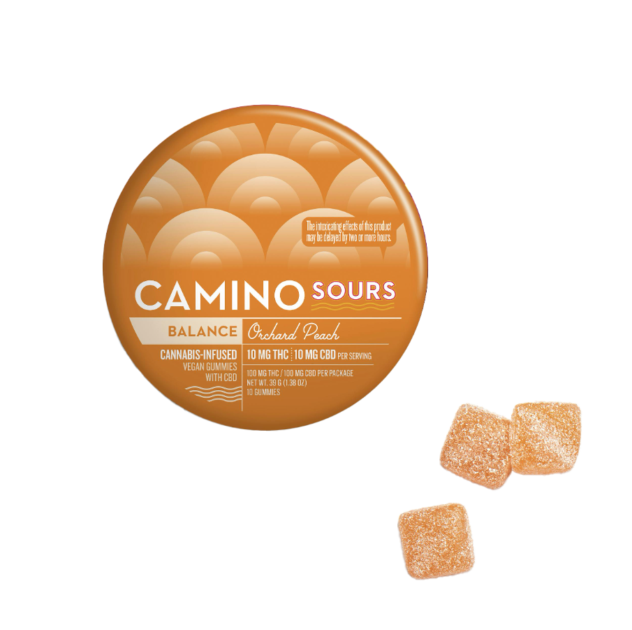 Orchard Peach Sours 10MG THC : 10MG CBD 100MG