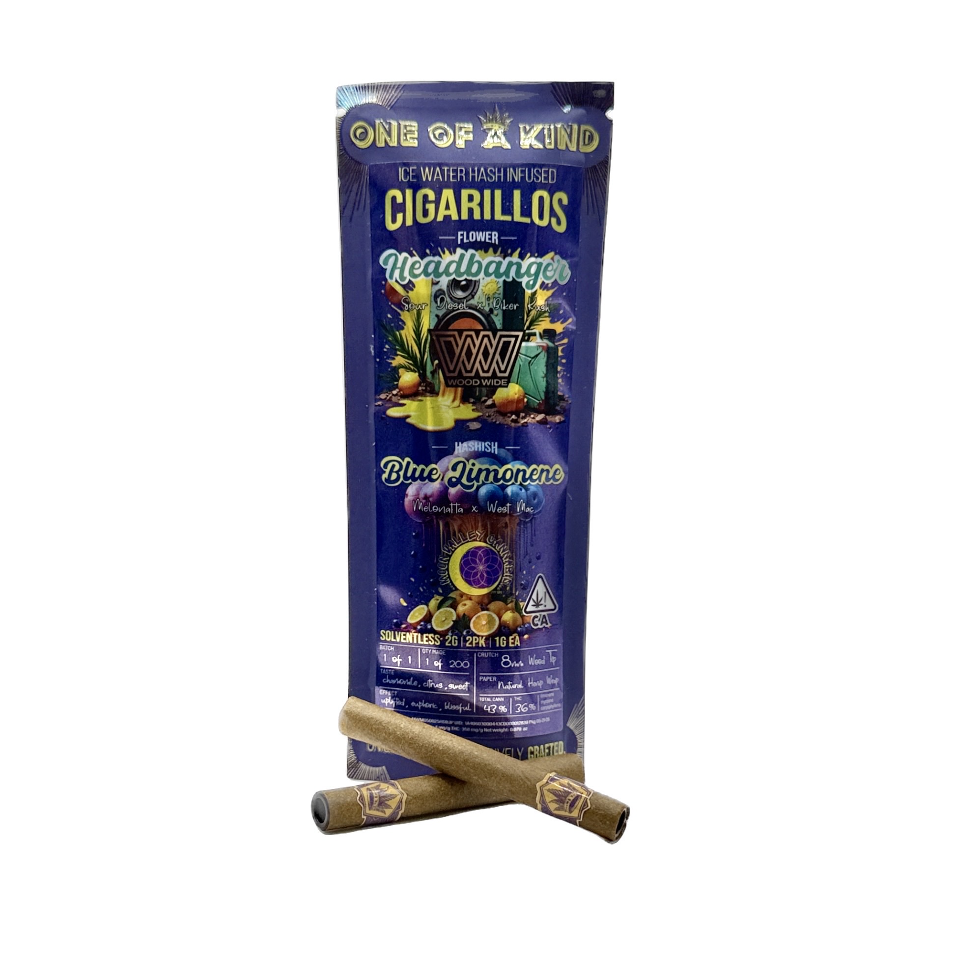 HEADBANGER X BLUE LIMONENE INFUSED CIGARILLOS 2 PACK 2G