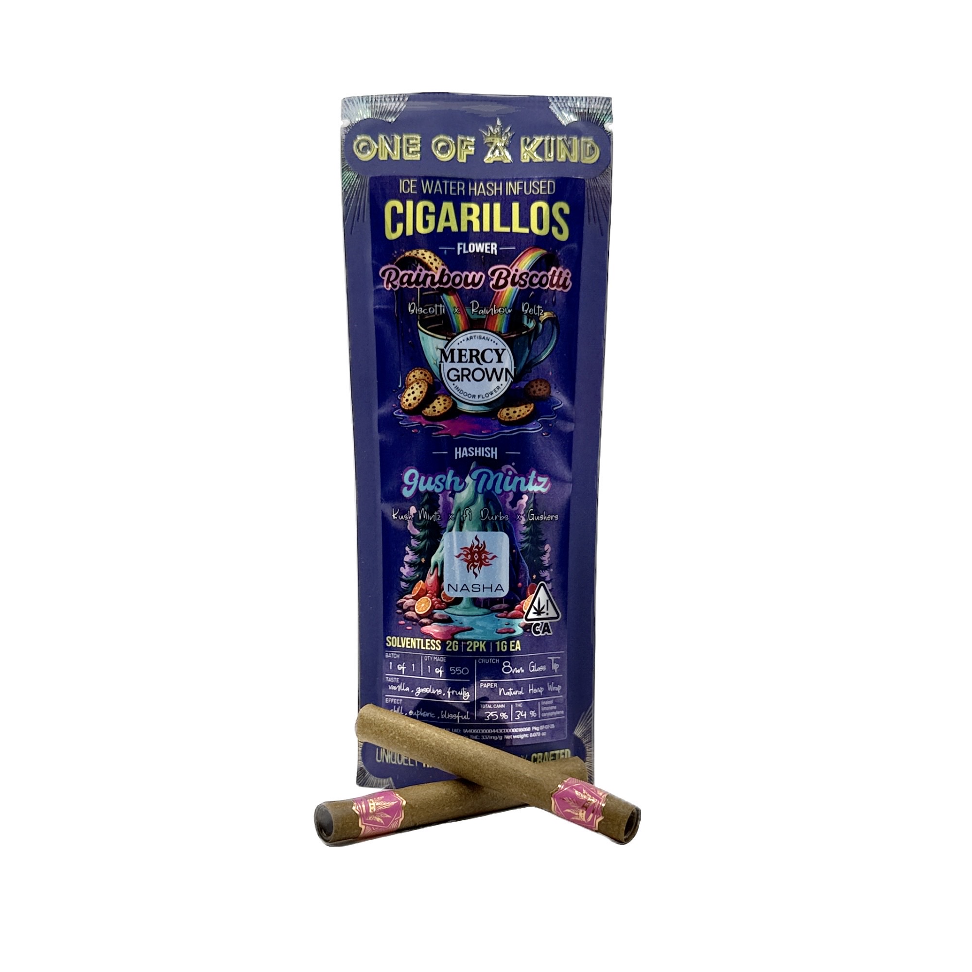 RAINBOW BISCOTTI X GUSH MINTZ INFUSED CIGARILLOS 2 PACK 2G