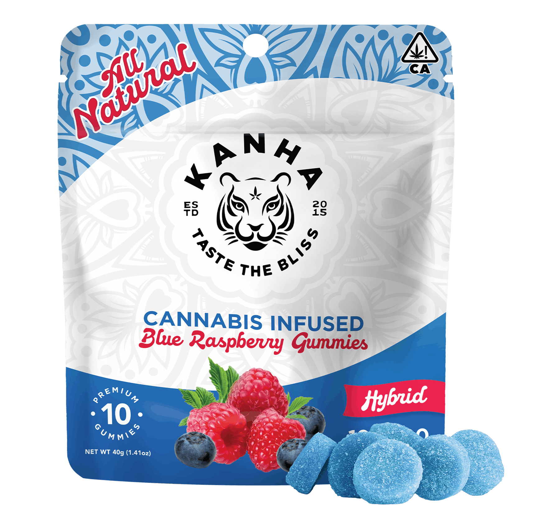 BLUE RASPBERRY GUMMIES 10 PACK 100MG