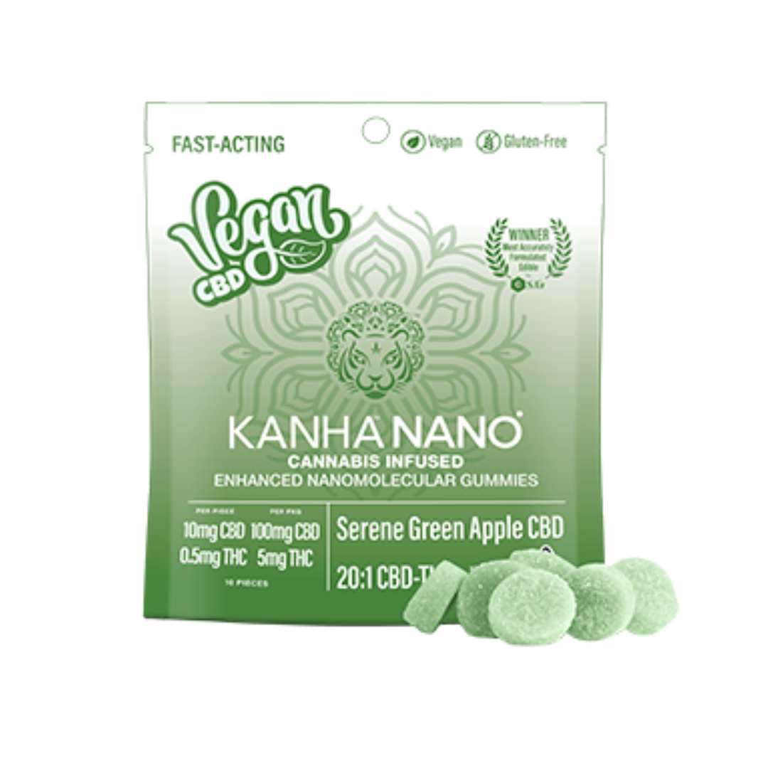 VEGAN SERENE GREEN APPLE 20:1 CBD GUMMIES 10 PACK 100MG