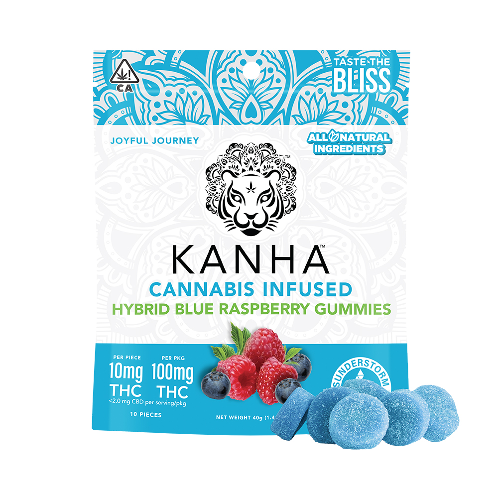 BLUE RASPBERRY GUMMIES 10 PACK 100MG